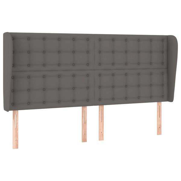 vidaXL Tăblie de pat cu aripioare gri 163x23x118/128 cm piele eco