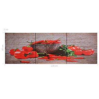 vidaXL Set tablouri din pânză, imprimeu paprika, multicolor, 120x40 cm