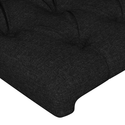 vidaXL Tăblie de pat cu LED, negru, 144x5x118/128 cm, textil
