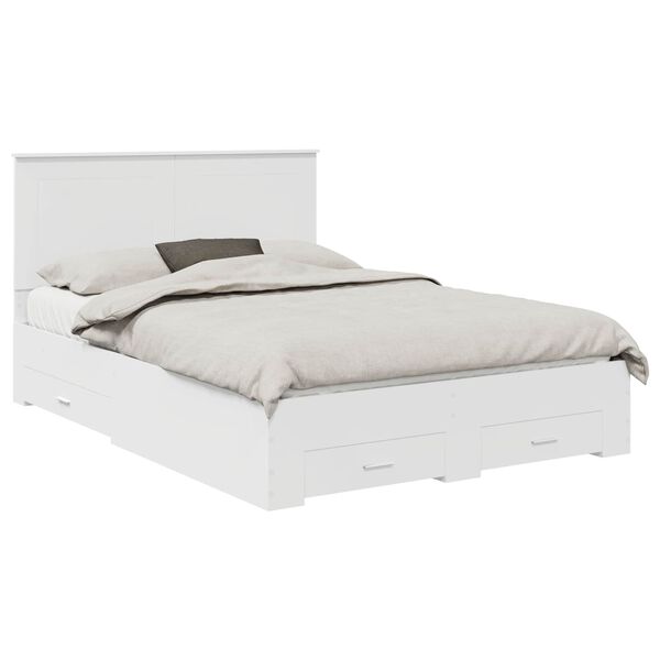 vidaXL Cadru de pat cu headboard Alb 140 x 190 cm Lemn compozit