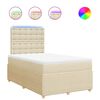 vidaXL Pat box spring cu saltea, crem, 120x200 cm, textil