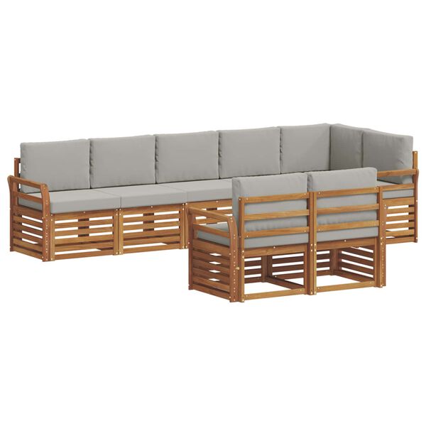 vidaXL Seturi de canapele cu pernă 8 pcs Gri natural și deschis
