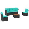 vidaXL Set canapele de grădină cu perne, 6 piese, negru, poliratan