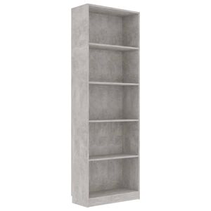 vidaXL Bibliotecă cu 5 rafturi, gri beton, 60x24x175 cm lemn prelucrat