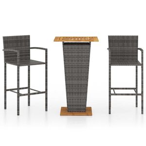 vidaXL Set mobilier de bar de grădină, 3 piese, gri