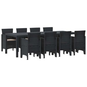 vidaXL Set de masă pentru grădină 9 pcs Antracit Ratan Polt