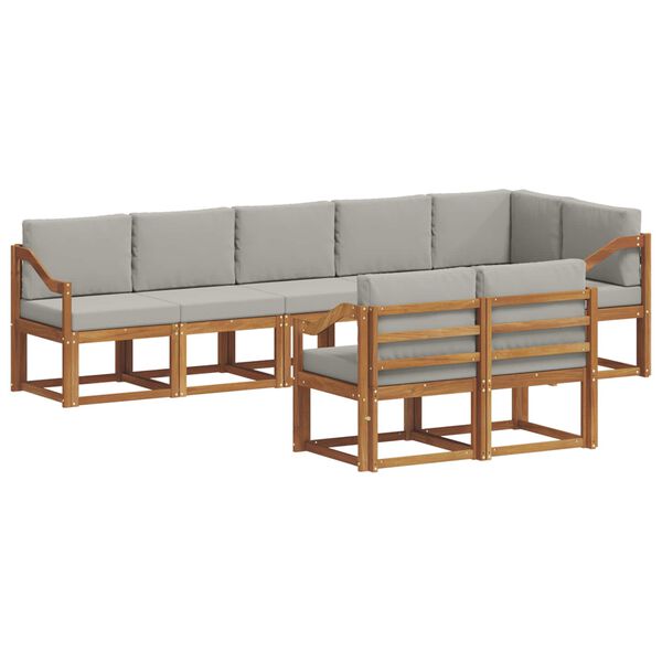vidaXL Set de canapele de exterior 8 pcs Gri natural și deschis