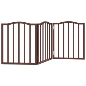 vidaXL Poartă de c&acirc;ini pliabilă 3 panouri stejar maro 150 cm lemn plop