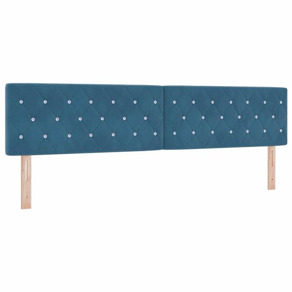 vidaXL Tăblie LED cu headboard Manual Albastru &icirc;nchis 200 cm Poliester