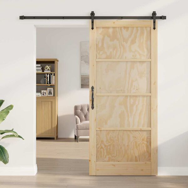 vidaXL Ușă glisantă ORKDAL Natural și Negru 93 x 211 cm