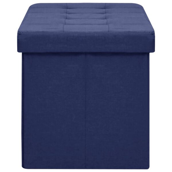 vidaXL Bancă de depozitare pliabilă, albastru, imitație de p&acirc;nză