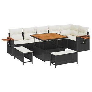 vidaXL Set de canapele pentru grădină 11 pcs Negru și Crem poliratan