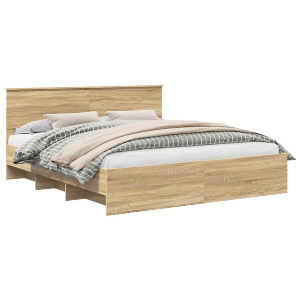 vidaXL Cadru de pat Stejar Sonoma 180 x 200 cm Lemn compozit