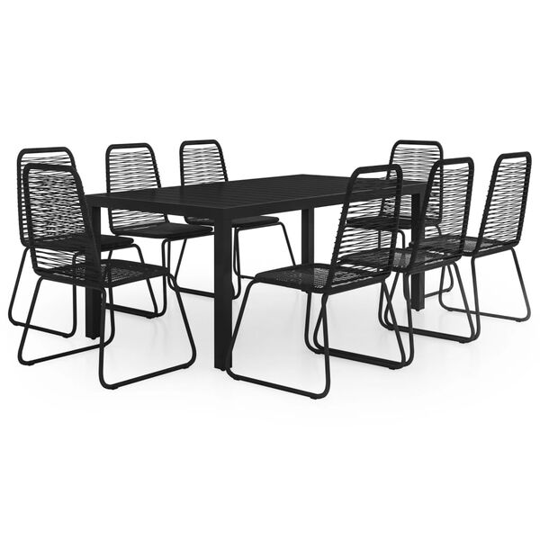 vidaXL Set mobilier de grădină, 9 piese, negru, ratan PVC
