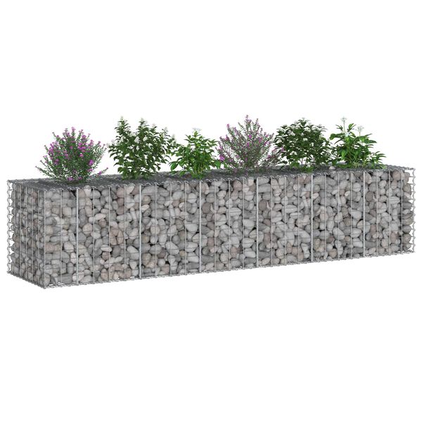vidaXL Pat ridicat din gabion 2 pcs Argintiu 260 x 60 x 55 cm