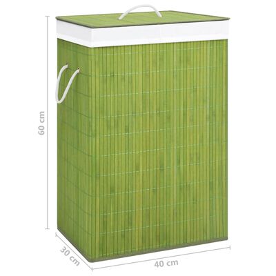 vidaXL Coș de rufe din bambus cu 2 secțiuni, verde, 72 L