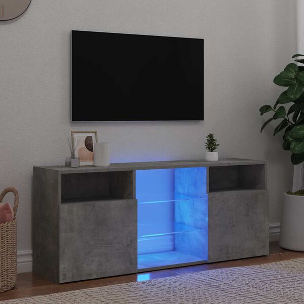 vidaXL Comodă TV cu lumini LED, gri beton, 120x30x50 cm