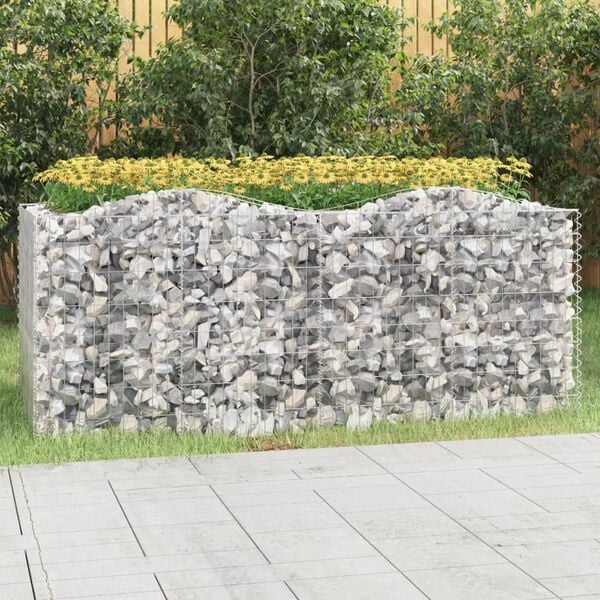 vidaXL Strat &icirc;nălțat cu gabion arcuit, 200x100x100 cm, fier galvanizat