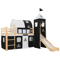 vidaXL Cadru pat etajat copii cu tobogan &amp; scară 97x208cm lemn de pin