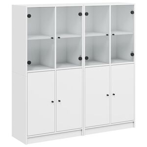 vidaXL Bibliotecă cu uși, alb, 136x37x142 cm, lemn prelucrat