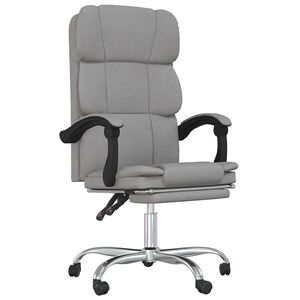 vidaXL Fotoliu de birou rabatabil, gri deschis, textil