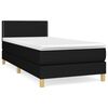vidaXL Pat box spring cu saltea, negru, 90x190 cm, textil