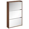 vidaXL Pantofar cu oglindă, 3 niveluri, Stejar maro, 63x17x102,5 cm