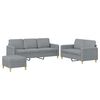 vidaXL Set de canapele cu perne, 3 piese, gri deschis, textil