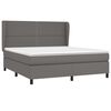 vidaXL Pat box spring cu saltea, gri, 160x200 cm, piele ecologică