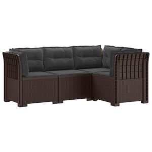 vidaXL Canapea pentru Grădină cu 4 Locuri și Perne Aspect Rattan PP