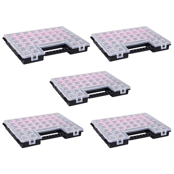 vidaXL Cutii sortare 5 buc separatoare reglabile 385x283x50 mm plastic