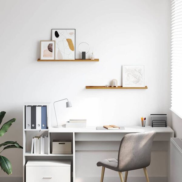 vidaXL Raft de perete cu raft 2 pcs Bej 80 x 9 x 3 cm Lemn compozit