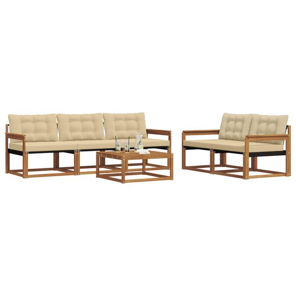 vidaXL Set de canapele de exterior cu pernă 6 pcs Natural și Bej