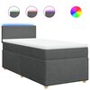vidaXL Pat box spring cu saltea, gri &icirc;nchis, 90x200 cm, textil