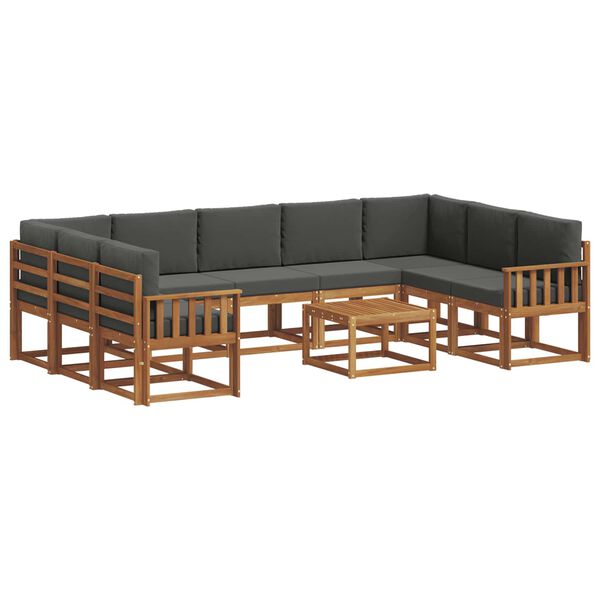 vidaXL Set de canapele de exterior cu pernă 10 pcs Natural și Antracit