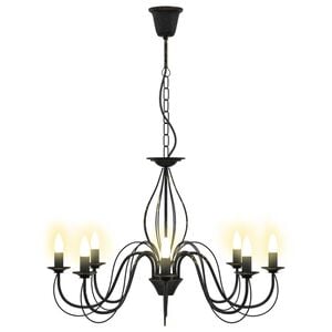 vidaXL Lustră reglabilă E14 Metal Negru antic &Oslash; 78 x 101 cm
