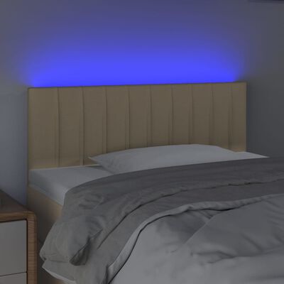 vidaXL Tăblie de pat cu LED, crem, 100x5x78/88 cm, textil