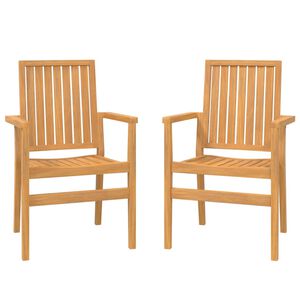 vidaXL Scaune grădină stivuibile 2 buc. 56,5x57,5x91 cm lemn masiv tec