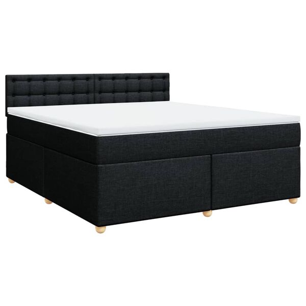 vidaXL Pat box spring cu saltea, negru, 180x200 cm, catifea
