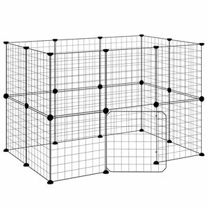 vidaXL Cușcă animale de companie cu ușă 20 panouri negru 35x35 cm oțel