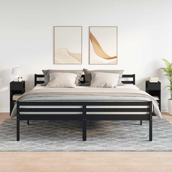 vidaXL Noptiere, 2 buc., cu sertar, negru, 25x31x66 cm