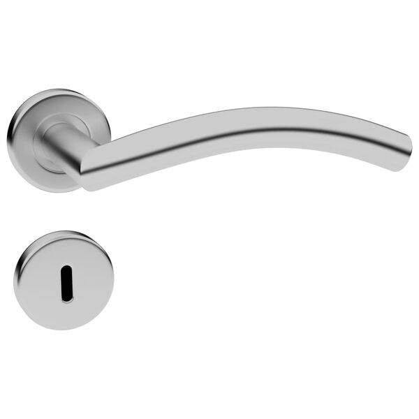 vidaXL Set m&acirc;ner de ușă curbat cu rozetă BB, oțel inoxidabil