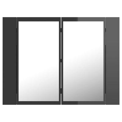 vidaXL Dulap de baie cu oglindă/LED, gri extralucios, 60x12x45 cm, PAL