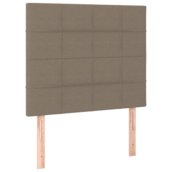 vidaXL Tăblie de pat cu LED, gri taupe, 80x5x118/128 cm, textil