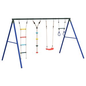 vidaXL Set leagăn de exterior, cu leagăn, trapez, scară și leagăn disc