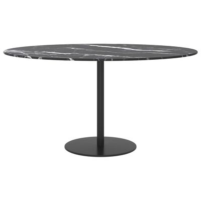 vidaXL Blat masă negru Ø80x1 cm sticlă securizată cu design marmură