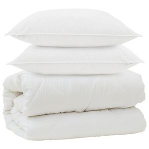 vidaXL Duvet cu perne cu pernă 3 pcs Alb Microfibră