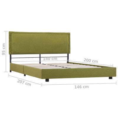 vidaXL Cadru de pat, verde, 140 x 200 cm, material textil