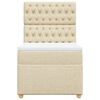 vidaXL Pat box spring cu saltea, crem, 100x200 cm, textil