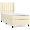 vidaXL Pat box spring cu saltea, crem, 90x200 cm, piele ecologică